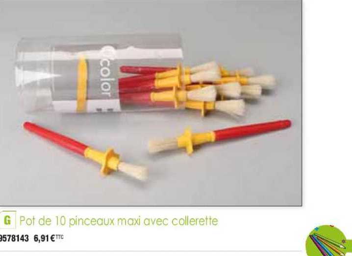 pot de 10 pinceaux maxi avec collerette