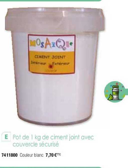 pot de 1kg de ciment joint avec couvercle sécurisé