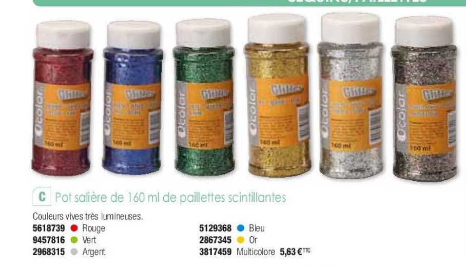 pot salière de 160 ml de paillettes scintillantes
