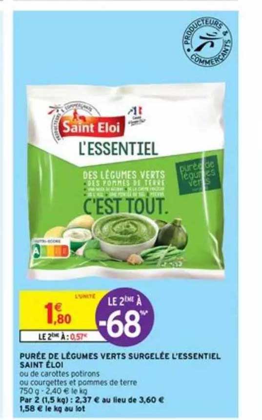 purée de légumes verts surgelée l'essentiel saint éloi