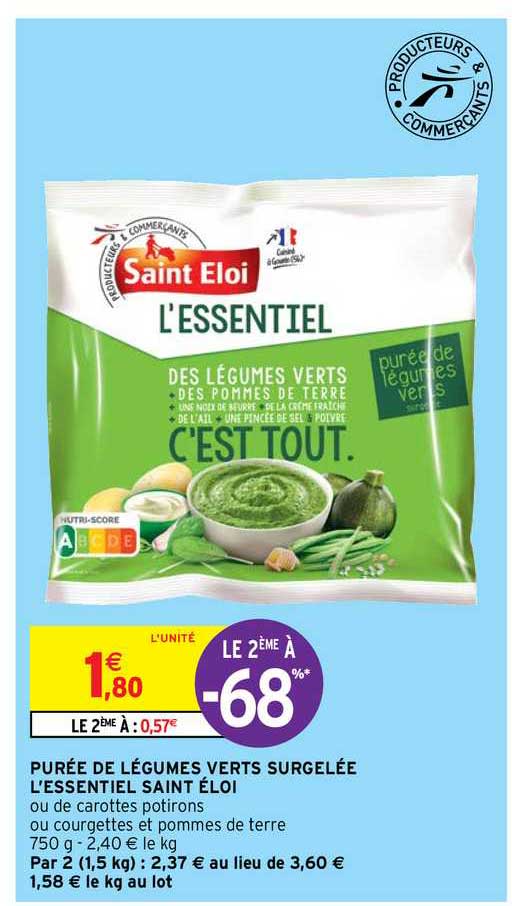 purée de légumes verts surgelée l'essentiel saint éloi