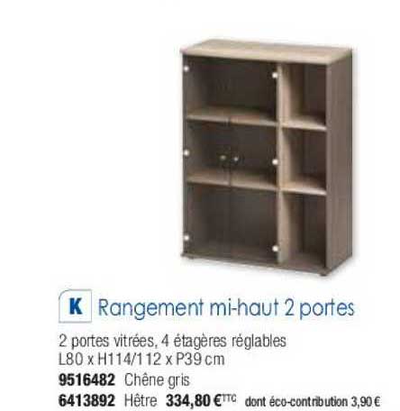 rangement mi-haut 2 portes