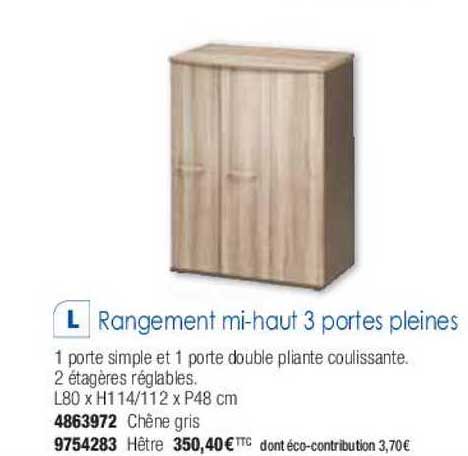 rangement mi-haut 3 portes pleines