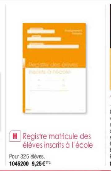 registre matricules des élèves inscrits à l'école