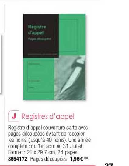 registres d'appel