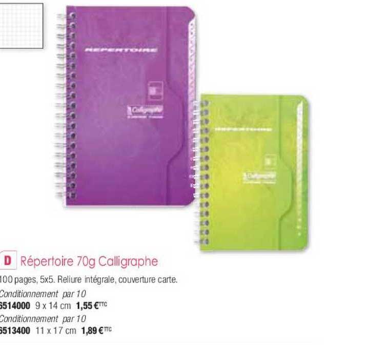 répertoire 70g calligraphe