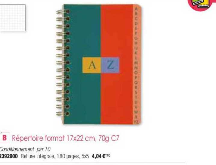 répertoire format 17x22 cm 70g c7