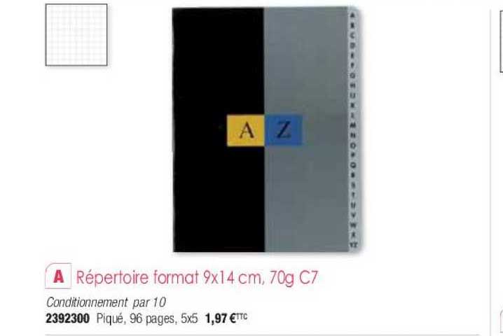 répertoire format 9x14 cm 70g c7
