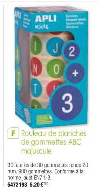rouleau de planches de gommettes abc majuscule