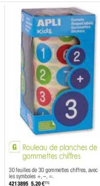 rouleau de planches de gommettes chiffres