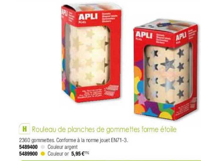rouleau de planches de gommettes forme étoile