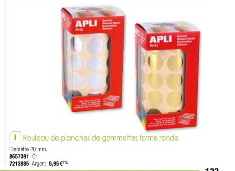 rouleau de planches de gommettes forme ronde
