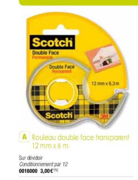 rouleau double face transparent 12mm x 6m scotch
