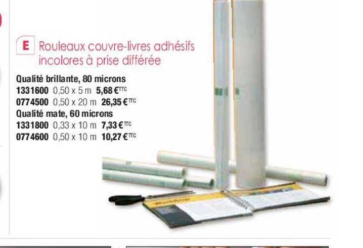 rouleaux couvre-livres adhésifs incolores à prise différée