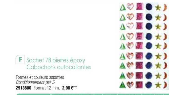 sachet 78 pierres époxy cabochons autocollantes