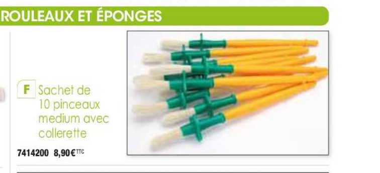 sachet de 10 pinceaux medium avec collerette