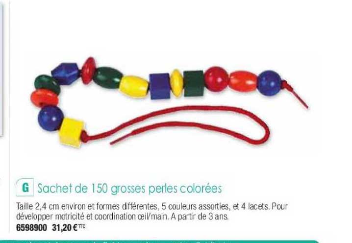 sachet de 150 grosses perles colorées