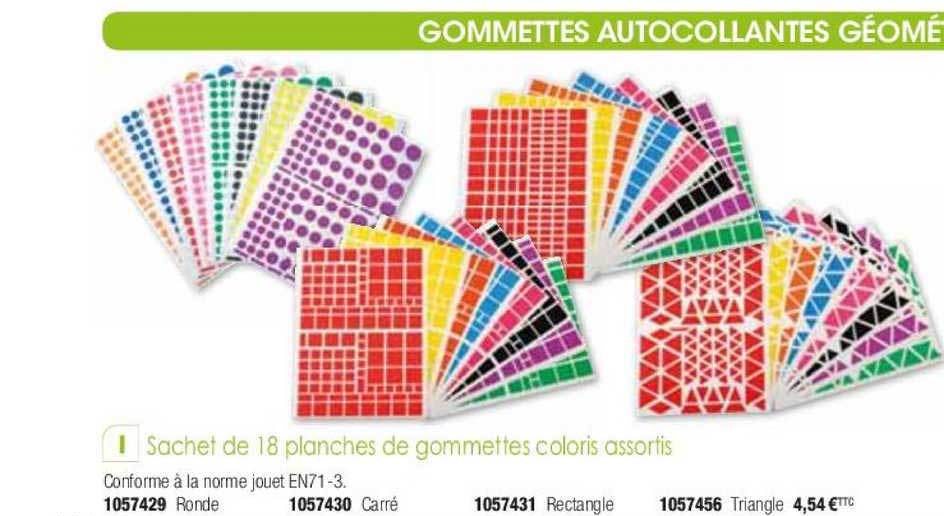 sachet de 18 planches de gommettes coloris assortis