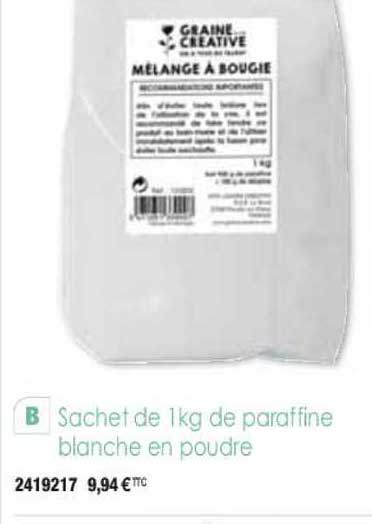 sachet de 1kg de paraffine blanche en poudre