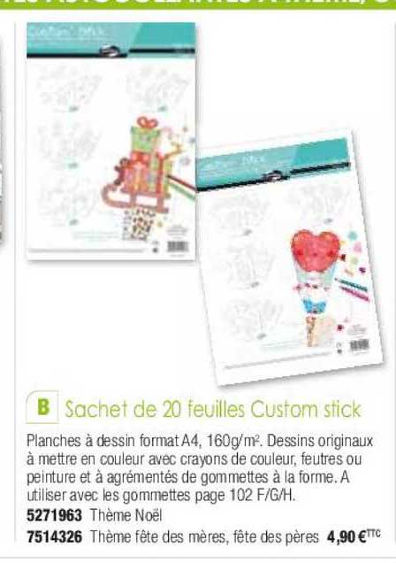 sachet de 20 feuilles custom stick