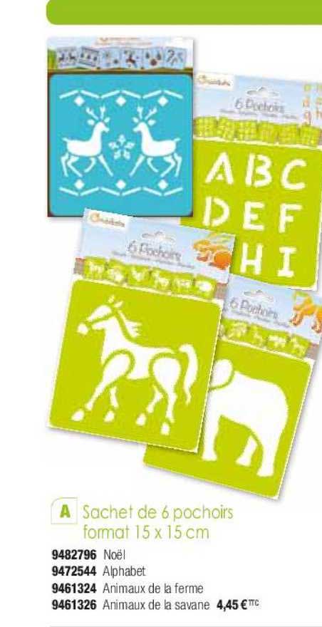 sachet de 6 pochoirs format 15 x 15 cm