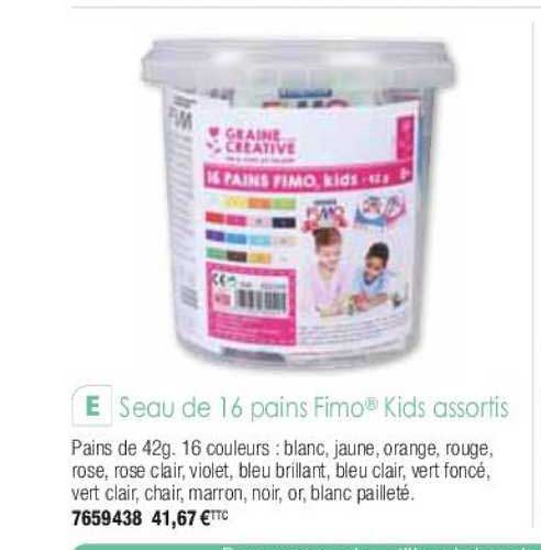 seau de 16 pains fimo kids assortis