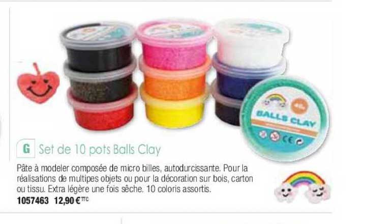 set de 10 pots balls clay
