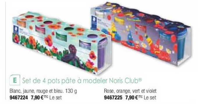 set de 4 pots pâte à modeler noris club