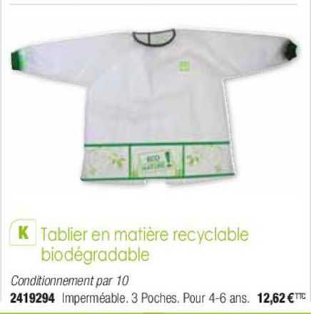 tablier en matière recyclable biodégradable