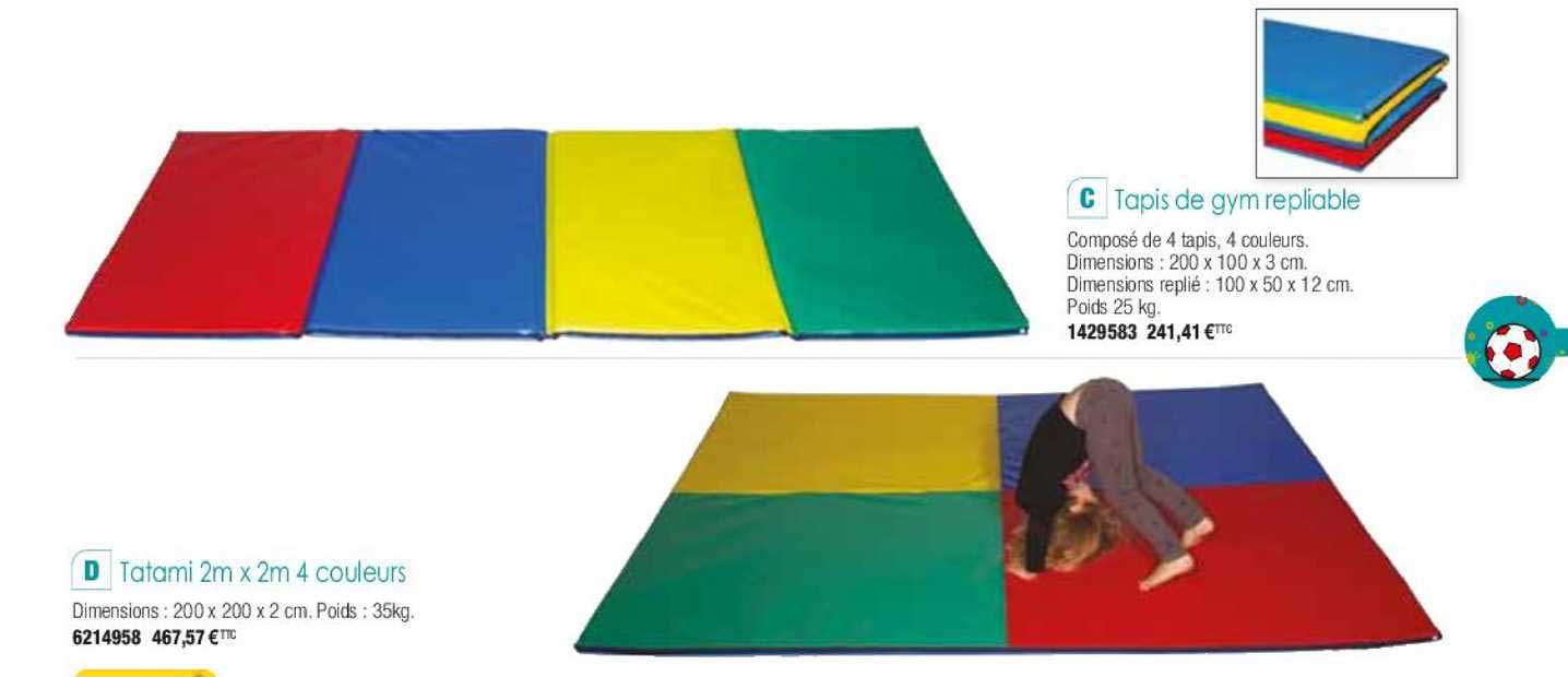 Tatami 2m X 2m 4 Couleurs Tapis De Gym Repliable