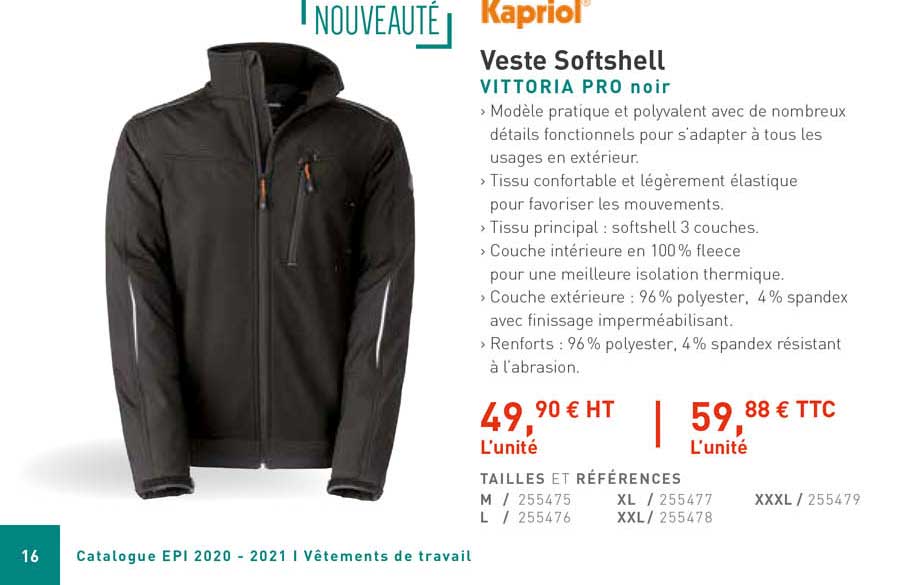 veste softshell vittoria pro noir kapriol