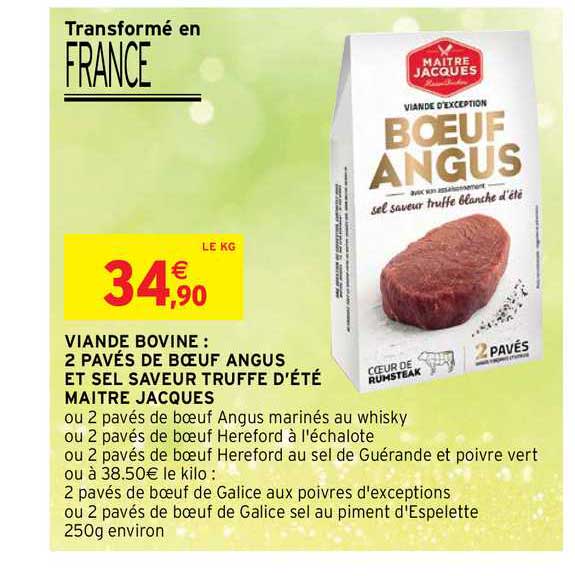 Viande Bovine : 2 Pavés De Bœuf Angus Et Sel Saveur Truffe D'été Maître Jacques