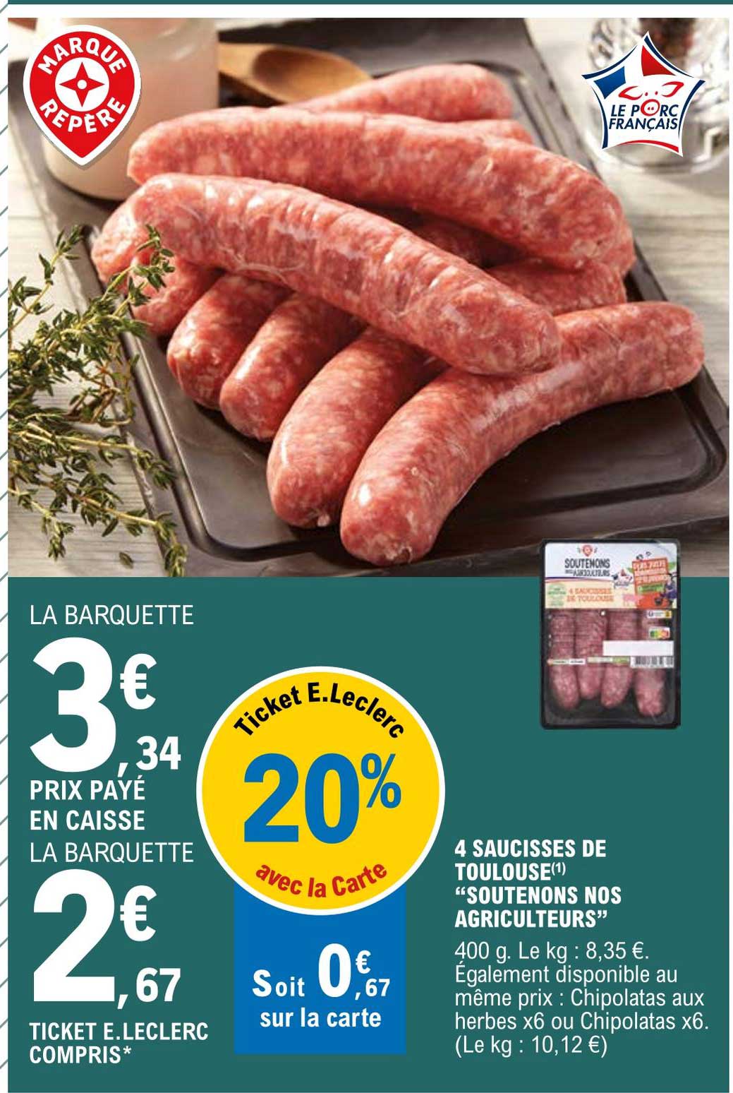 4 saucisses de toulouse soutenons nos agriculteurs