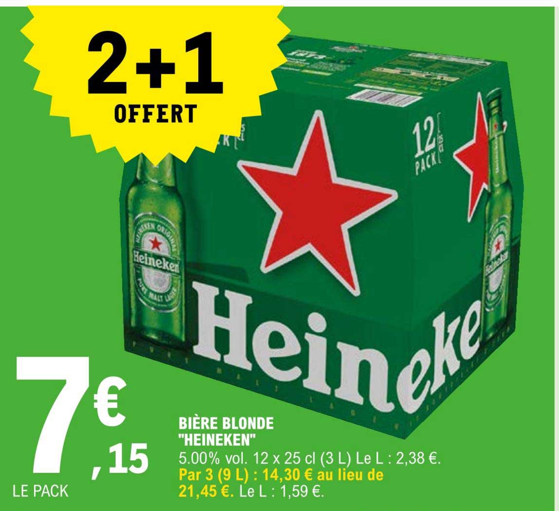 bière blodne heineken 2+1 offert
