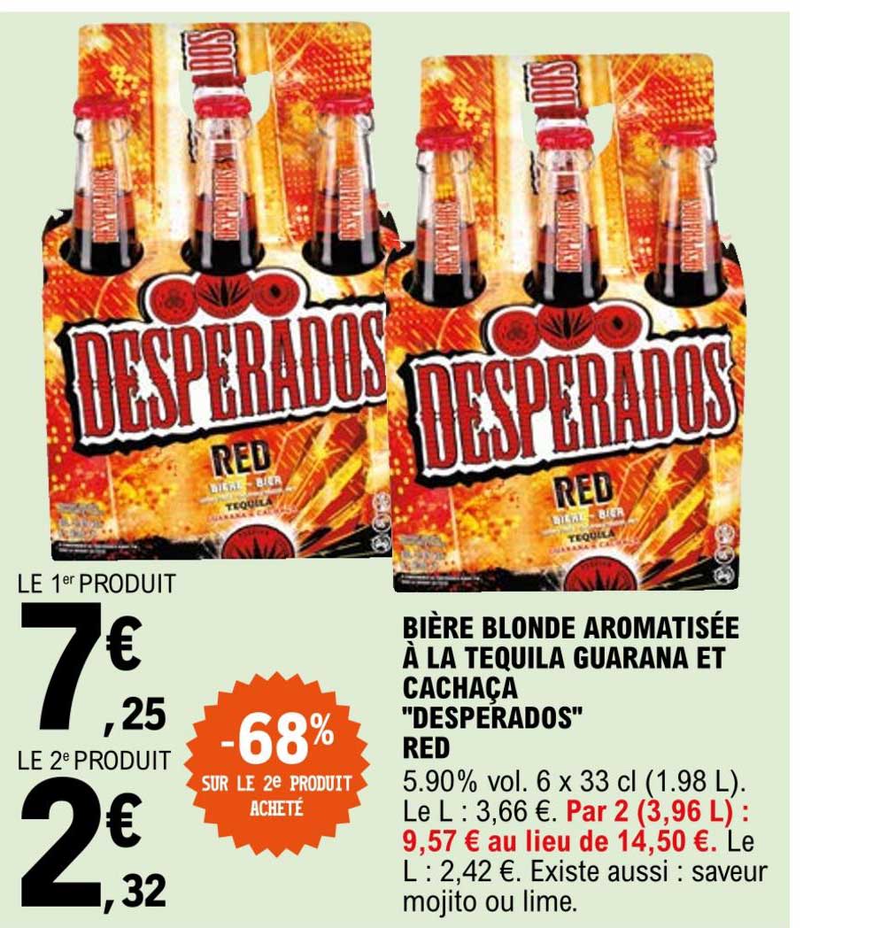 bière blonde aromatisée à la tequila guarana et cachça desperados red -68% sur le 2e produit acheté