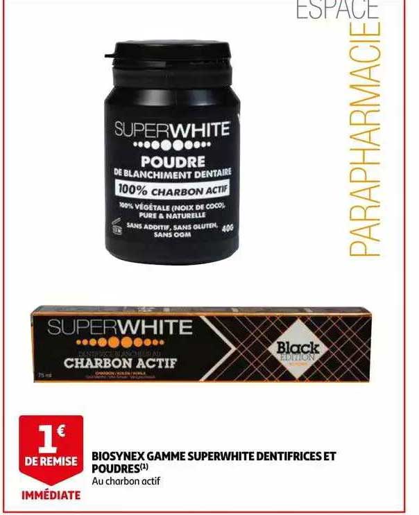 biosynex gamme superwhite dentifrices et poudres