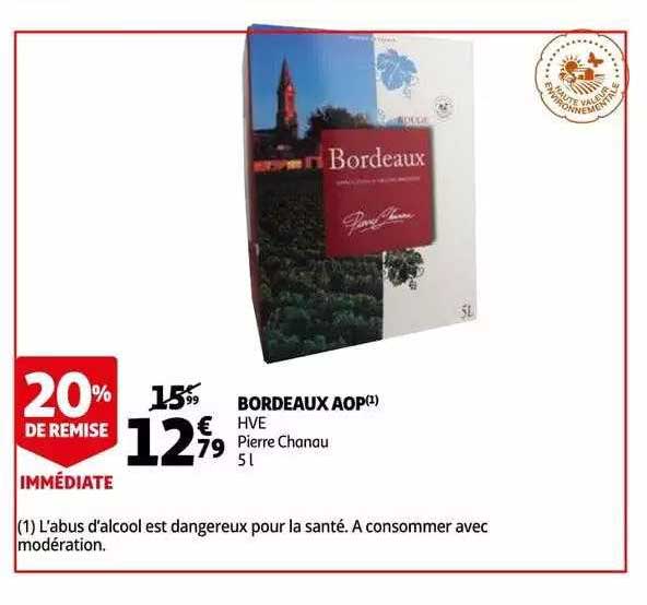 bordeaux aop hve pierre chanau 20% de remise immédiate