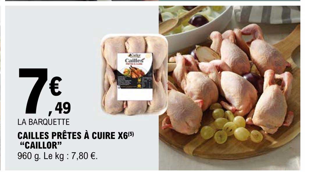 cailles prêtes à cuire x6 caillor