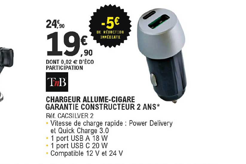 chargeur allume-cigare t'nb