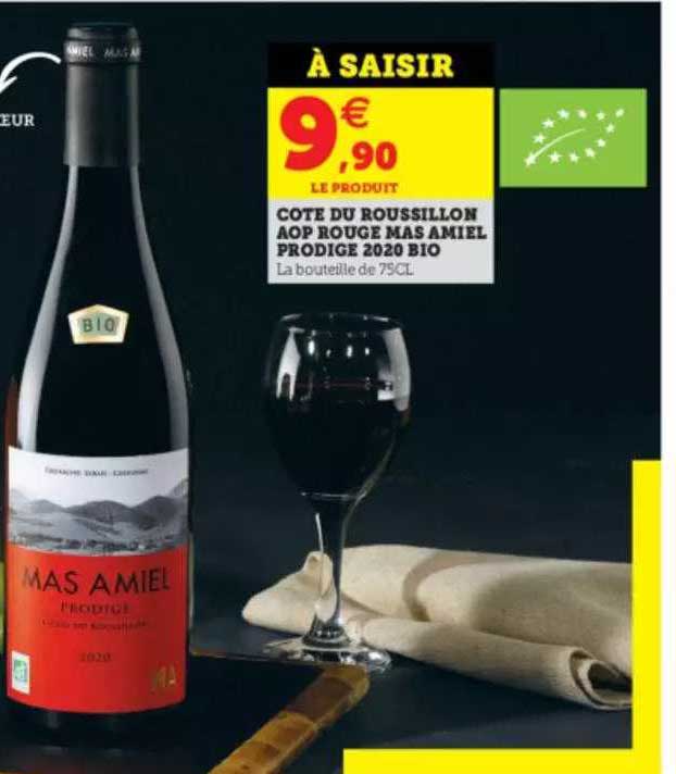 côte du roussillon aop rouge mas amiel prodige 2020 bio