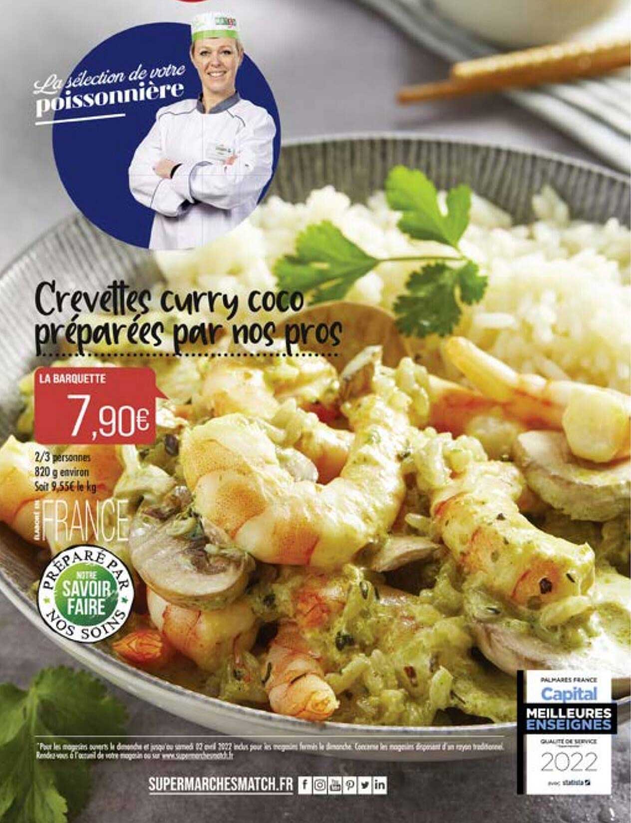 crevettes curry coco préparées par nos pros