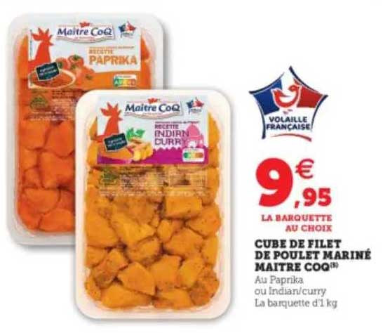 cube de filet de poulet mariné maitre coq