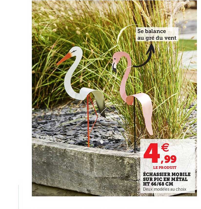 échassier mobile sur pic en métal ht 66-68 cm