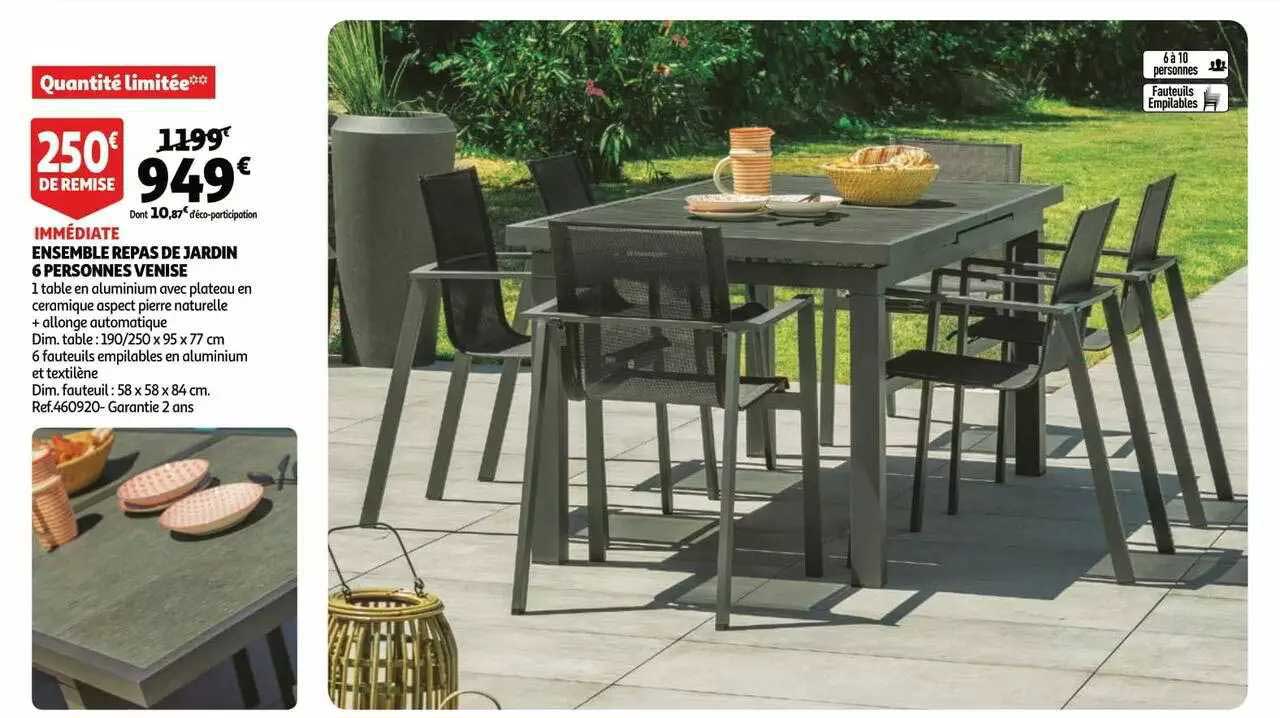 ensemble repas de jardin 6 personnes venise
