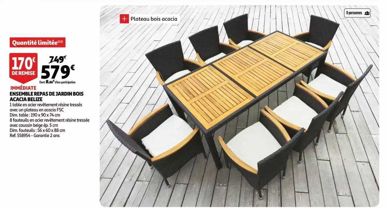 Ensemble Repas De Jardin Bois Acacia Belize