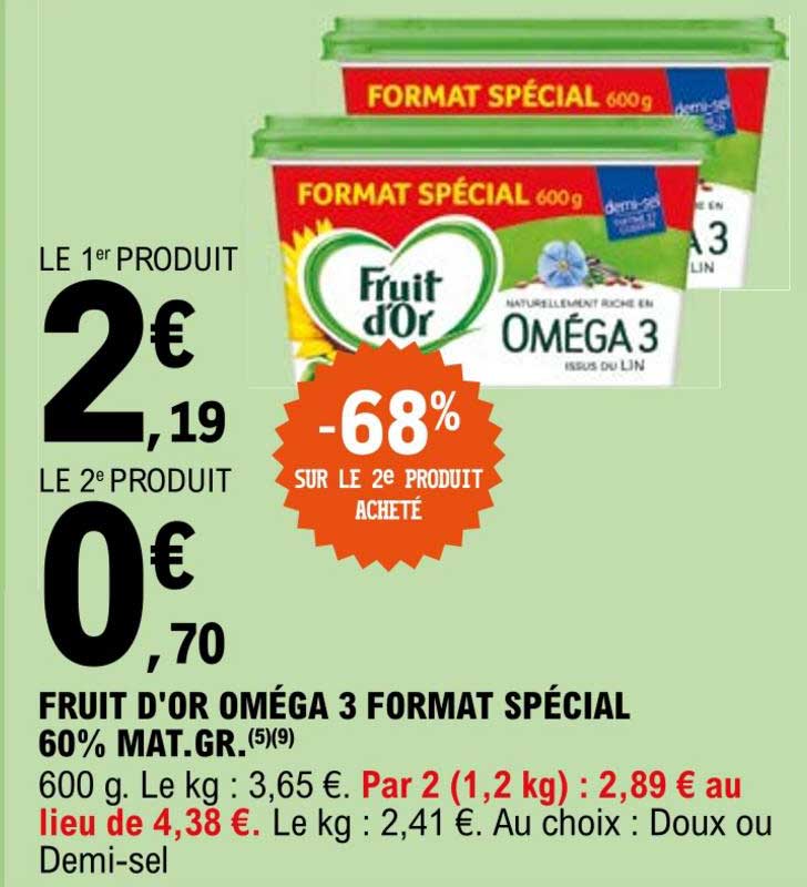fruit d'or oméga 3 format spécial 60% m.g. -68% sur le 2e produit acheté