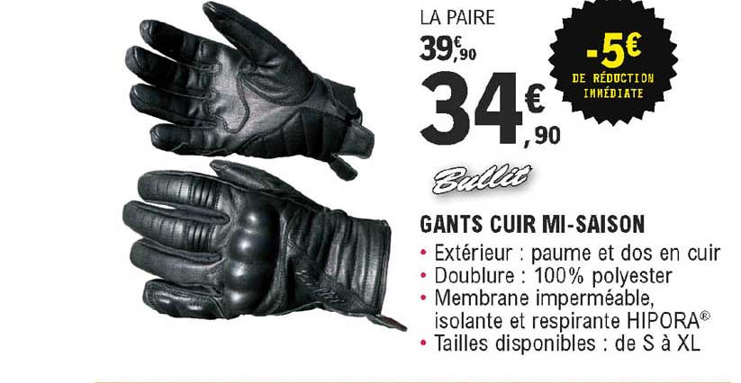 gants cuir mi-saison bullit
