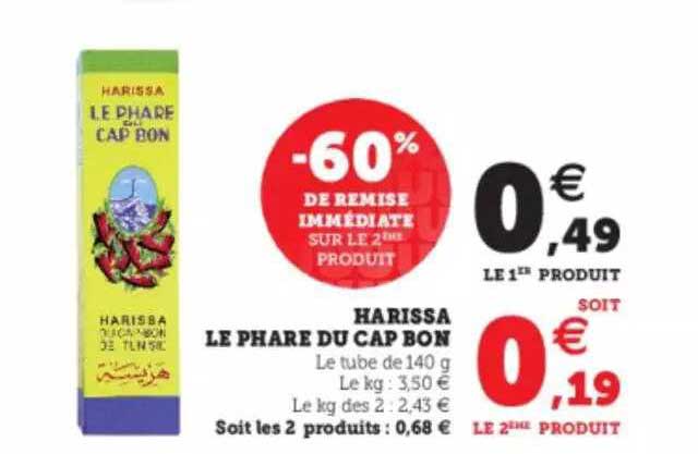 harissa le phare du cap bon -60% de remise immédiate sur le 2ème produit