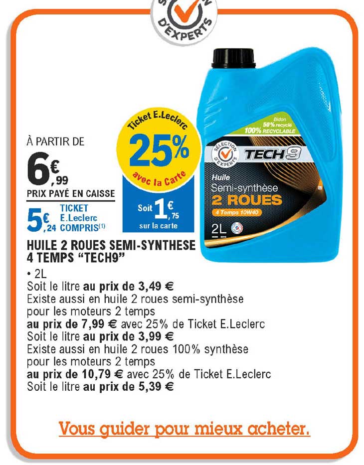 huile 2 roues semi-synthese 4 temps "tech9"