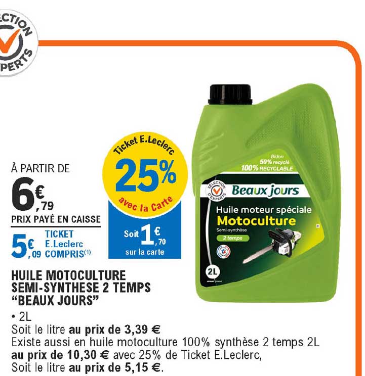 huile motoculture semi-synthèse 2 temps beaux jours